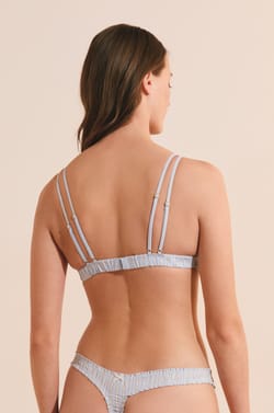 Triangle Cotton Striped Bra;${refinementColor}