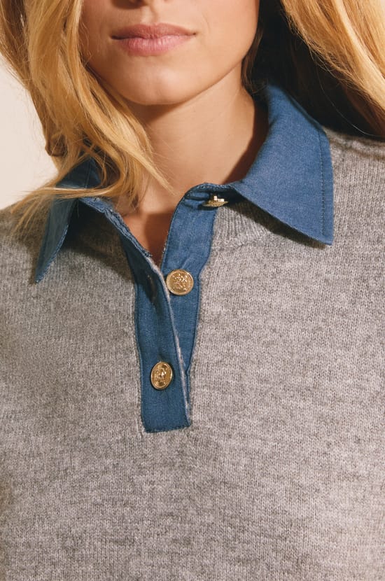 Pull col polo contrast&eacute;;${refinementColor}