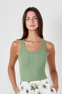 Cotton Ribbed Tank Top;${refinementColor}