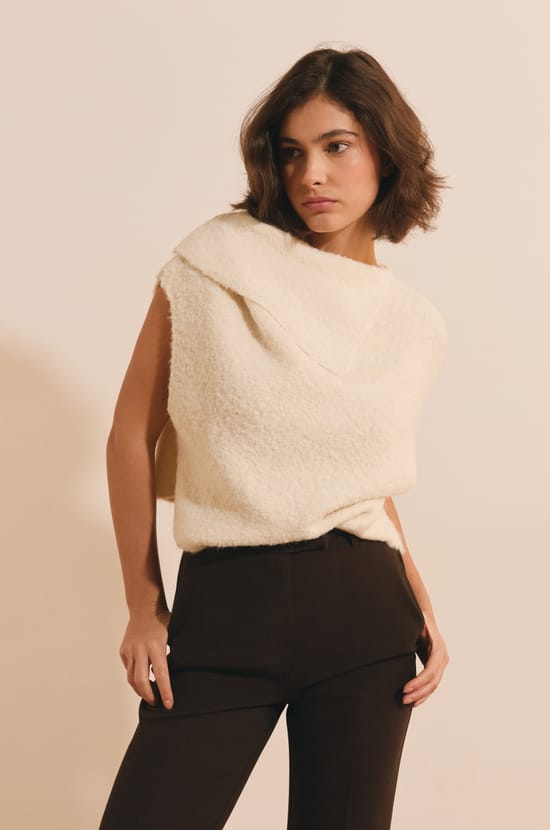Top &agrave; col foulard avec laine;${refinementColor}