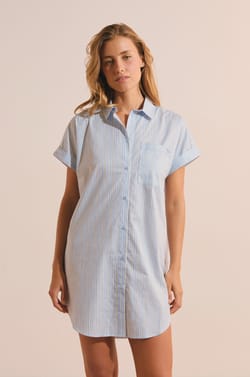 Chemise de nuit en coton &agrave; rayures;${refinementColor}