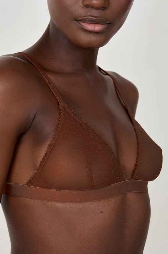 Wireless Triangle Bra in Tulle;${refinementColor}