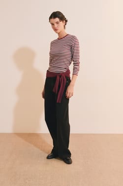 T-shirt &agrave; rayures en coton;${refinementColor}