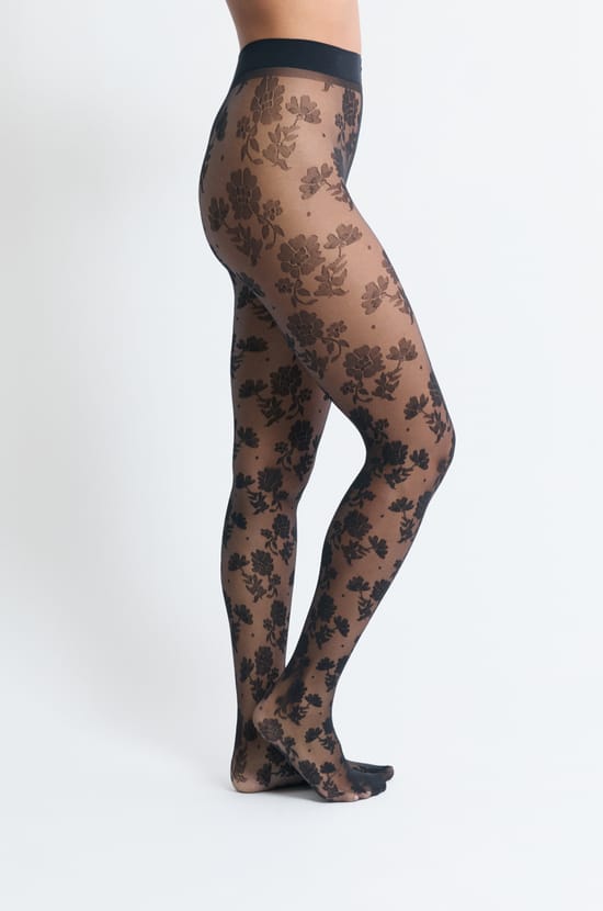 Collant transparent &agrave; motifs fleurs;${refinementColor}