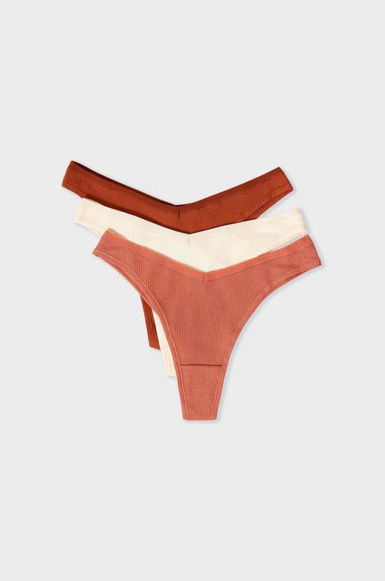 Lot de 3 tangas en coton;${refinementColor}