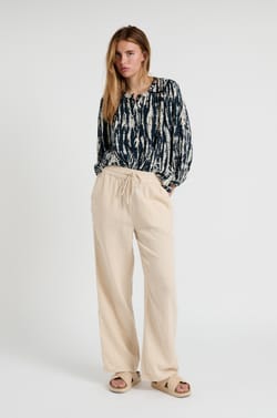 Pantalon fluide en gaze de coton;${refinementColor}
