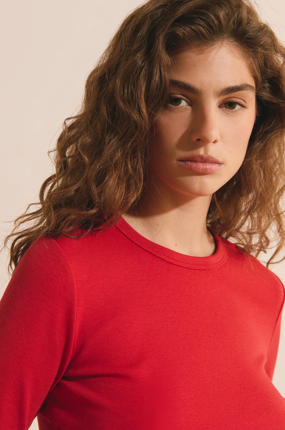 T-shirt manches longues en coton modal;${refinementColor}