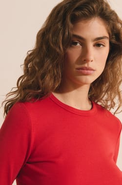 T-shirt manches longues en coton modal;${refinementColor}
