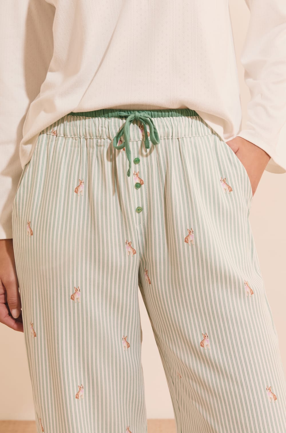 Pantalon de pyjama &agrave; rayures avec motifs chiens;${refinementColor}