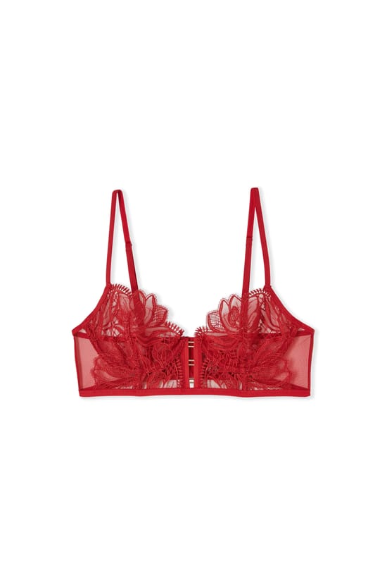 Bustier Bra in Guipure Lace;${refinementColor}