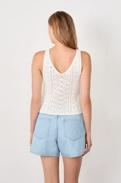 Débardeur en maille à motifs ajourés;${refinementColor}