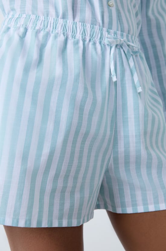 Short de pyjama en coton à rayures;${refinementColor}