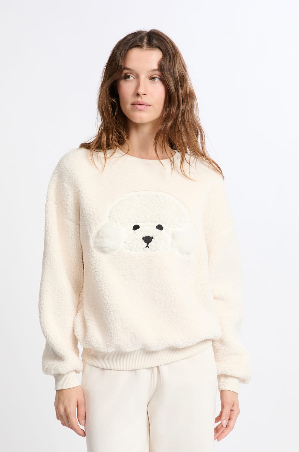 Bluza z motywem psa z efektem polaru;${refinementColor}