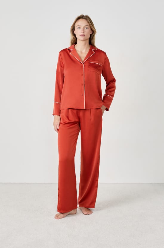 Pantalon de pyjama satiné;${refinementColor}