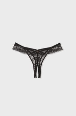 Crotchless Tanga in Tulle and Lace;${refinementColor}