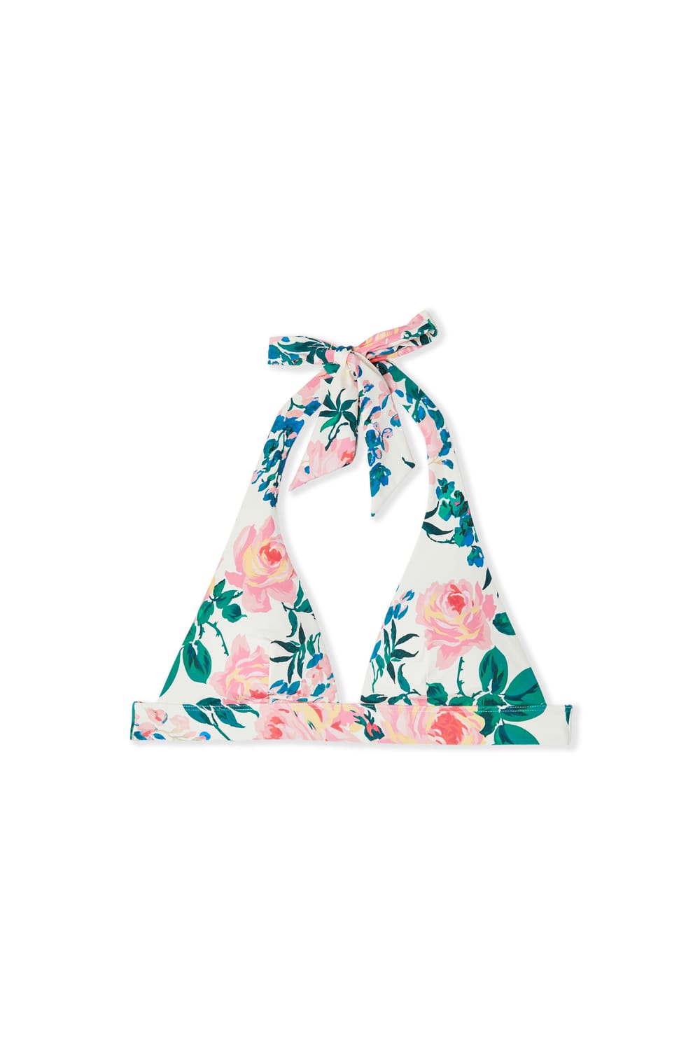 Floral Triangle Bikini Top with Tie;${refinementColor}