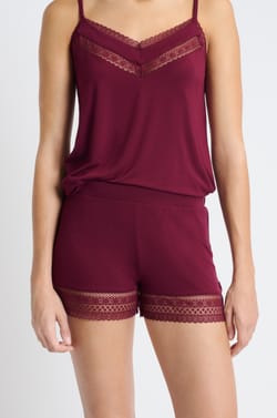 Pyjama shorts with lace details;${refinementColor}