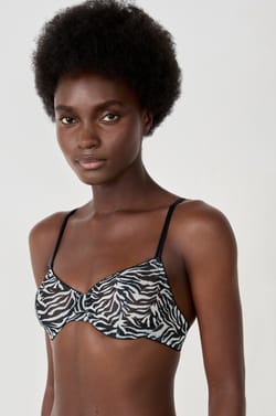 Bra balconet clásico de tul leopardo;${refinementColor}