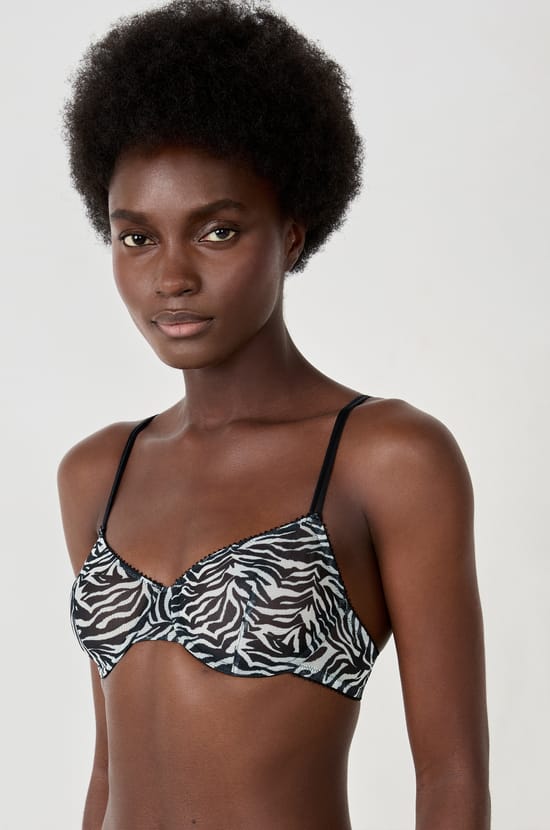Classic zebra tulle bra;${refinementColor}