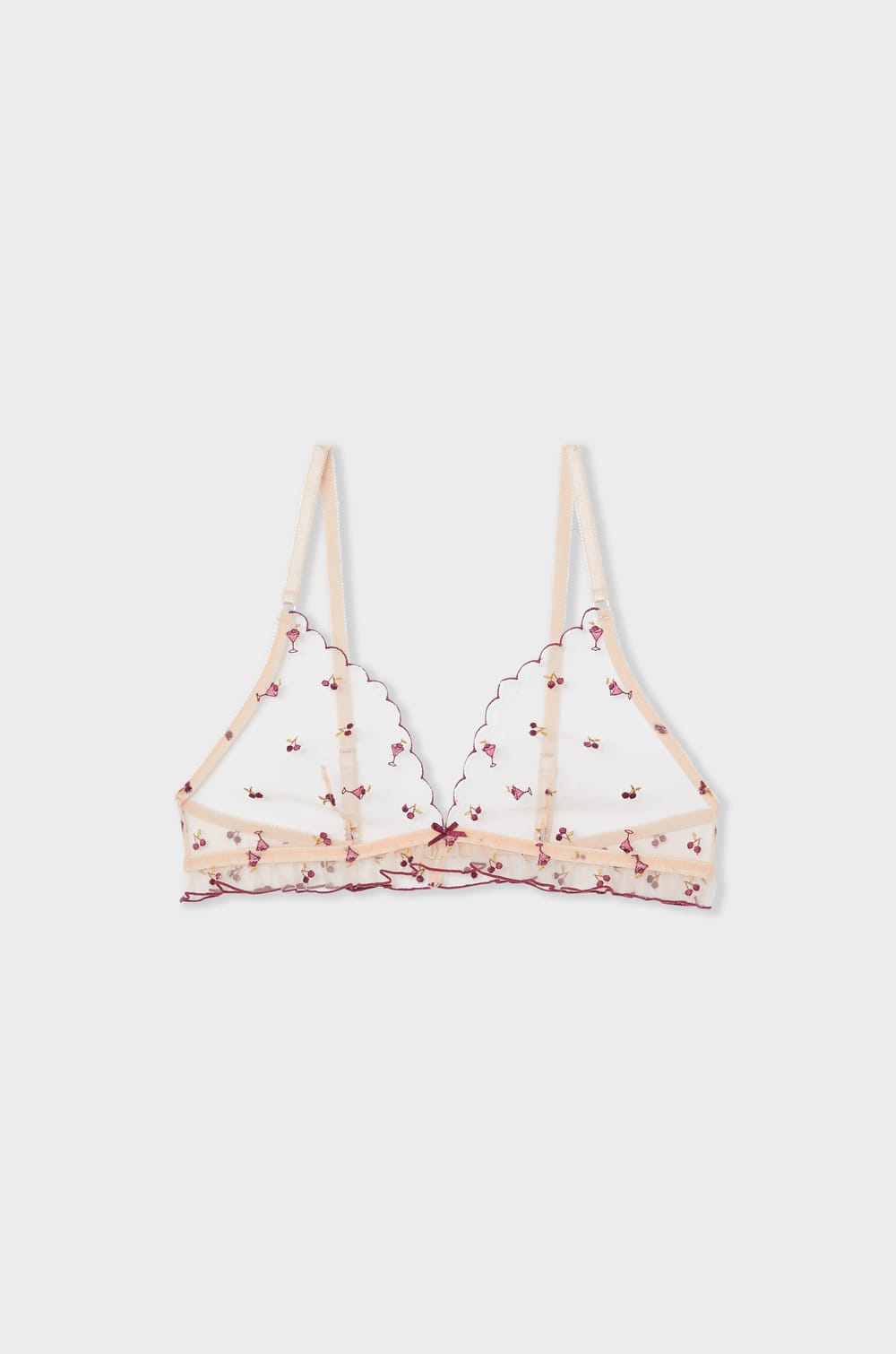 Soutien-gorge triangle en tulle à motifs brodés;${refinementColor}