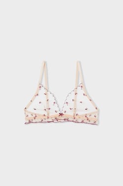 Soutien-gorge triangle en tulle à motifs brodés;${refinementColor}