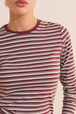 T-shirt &agrave; rayures en coton;${refinementColor}