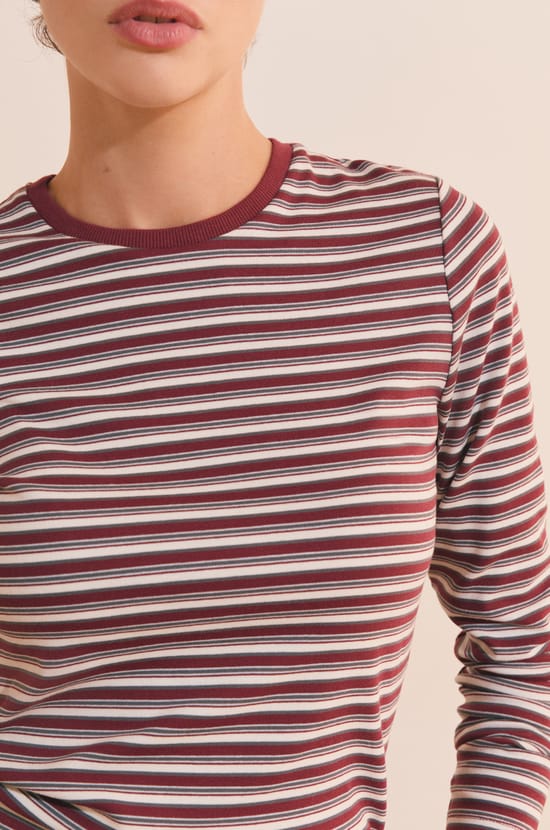 T-shirt &agrave; rayures en coton;${refinementColor}