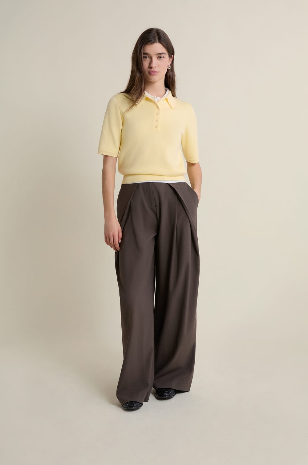 Short-sleeved Polo Neck Sweater;${refinementColor}