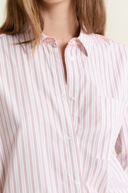 Chemise de pyjama &agrave; rayures avec coton;${refinementColor}