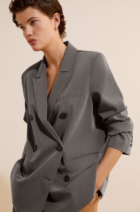Veste blazer &agrave; rayures;${refinementColor}