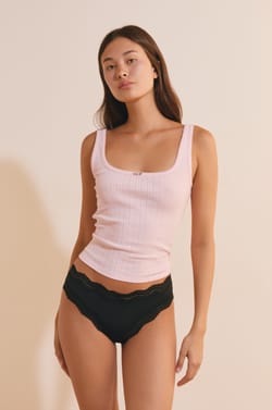 Microfiber Tanga with Lace Edges;${refinementColor}