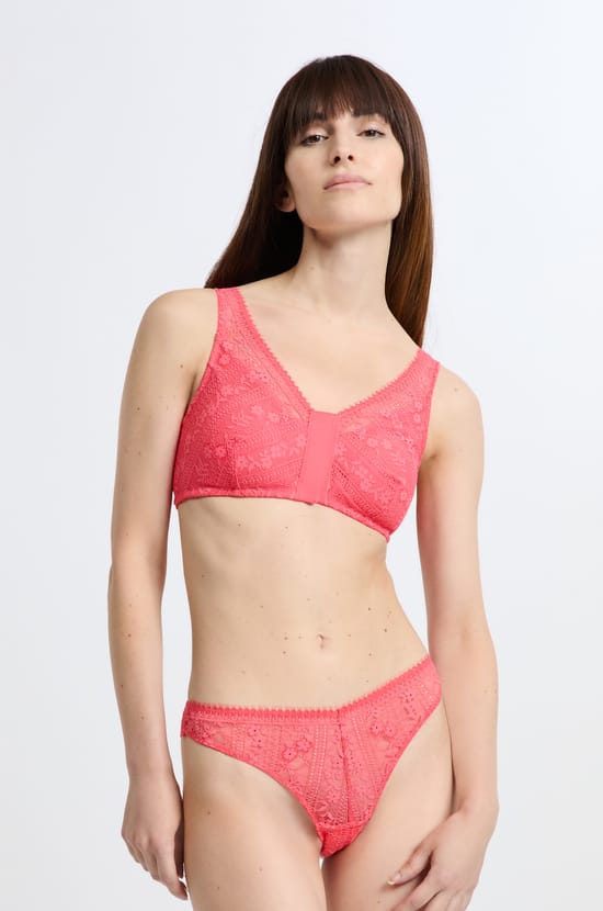 Post-mastectomy wireless bralette bra with front opening;${refinementColor}