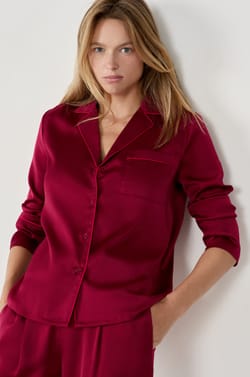 Satin pyjama shirt;${refinementColor}