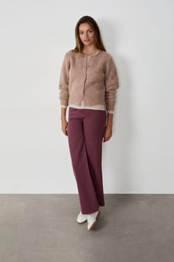 Long-sleeved cardigan sweater with buttons;${refinementColor}