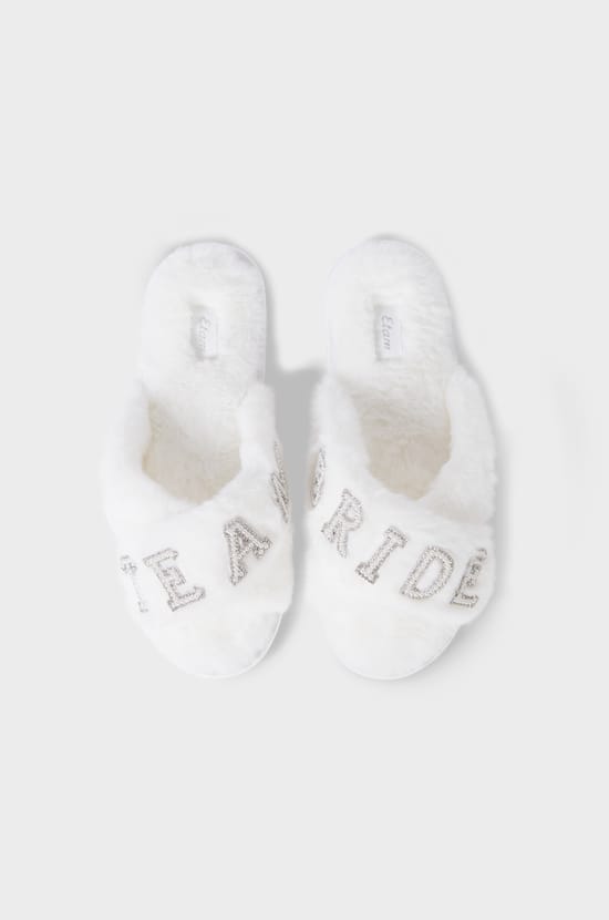 Offene Pantoffeln mit Fell "Team Bride";${refinementColor}
