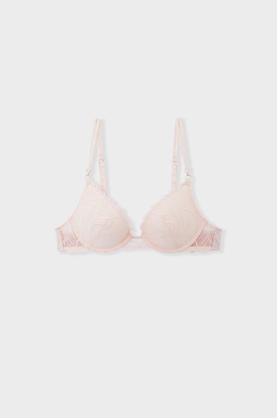 Soutien-gorge N.2 - Le push-up plongeant en broderie florale;${refinementColor}