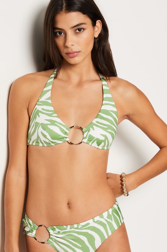 Ring Detail Triangle Bikini Top;${refinementColor}