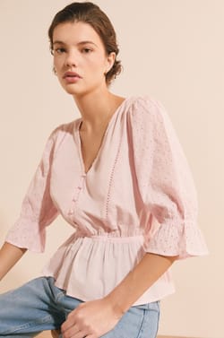 Blouse avec broderie en coton;${refinementColor}