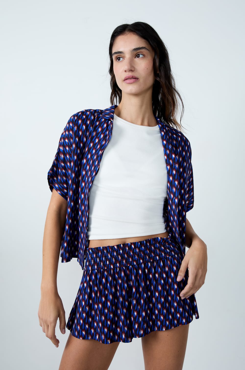 Printed short-sleeved pyjama shirt;${refinementColor}