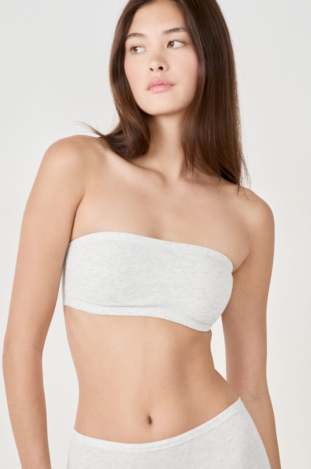 Bügelloser Bandeau-BH aus dehnbarer Bio-Baumwolle;${refinementColor}