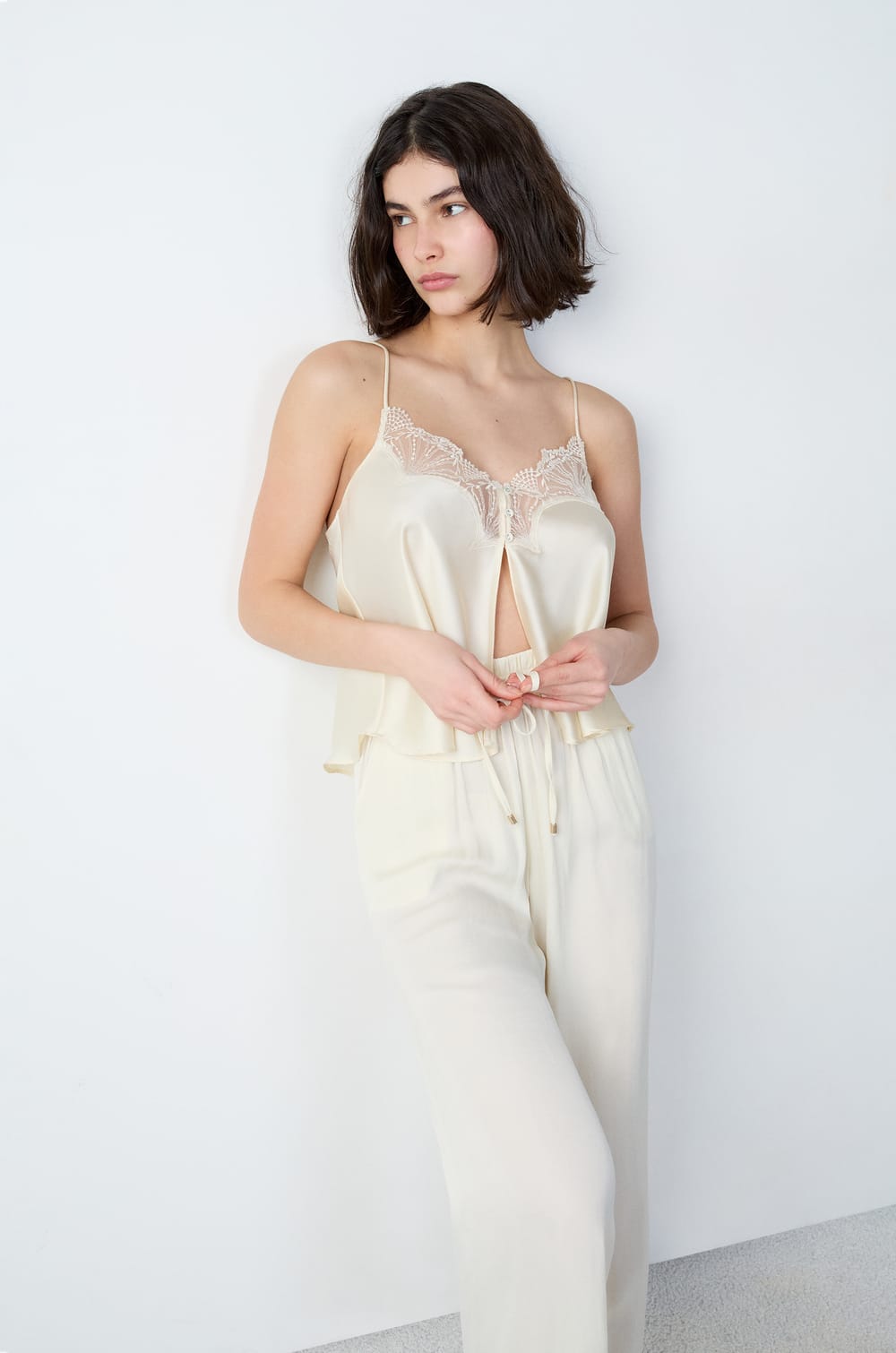 Wide-Cut Satin Pants;${refinementColor}