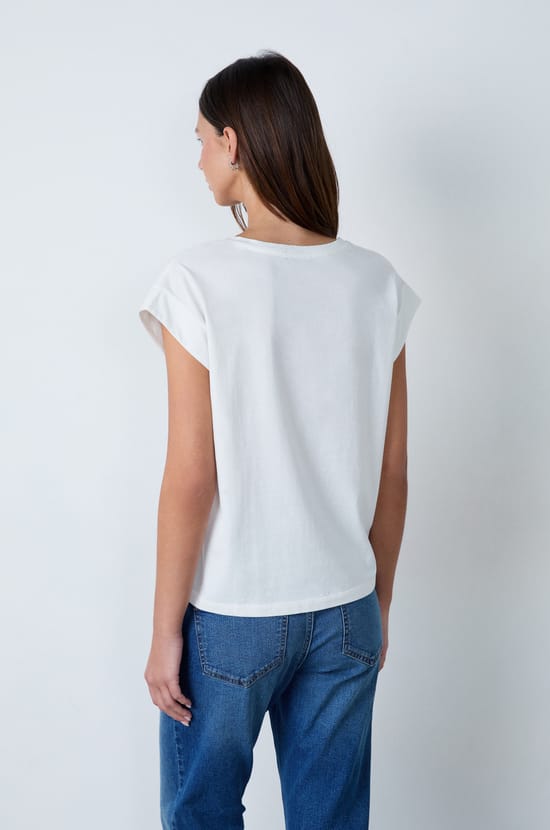 T-shirt col V 100% coton biologique;${refinementColor}