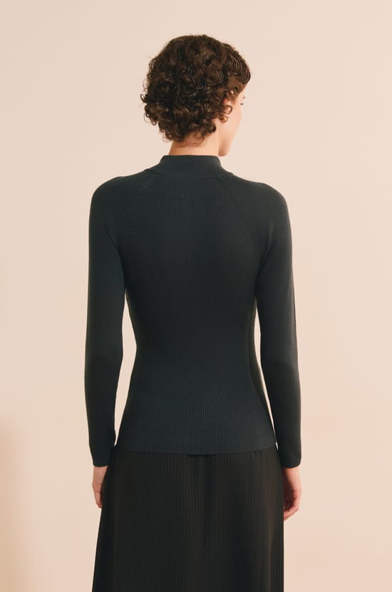 Pull c&ocirc;tel&eacute; manches longues avec col haut;${refinementColor}