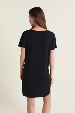 Modal nightshirt with lace neckline;${refinementColor}