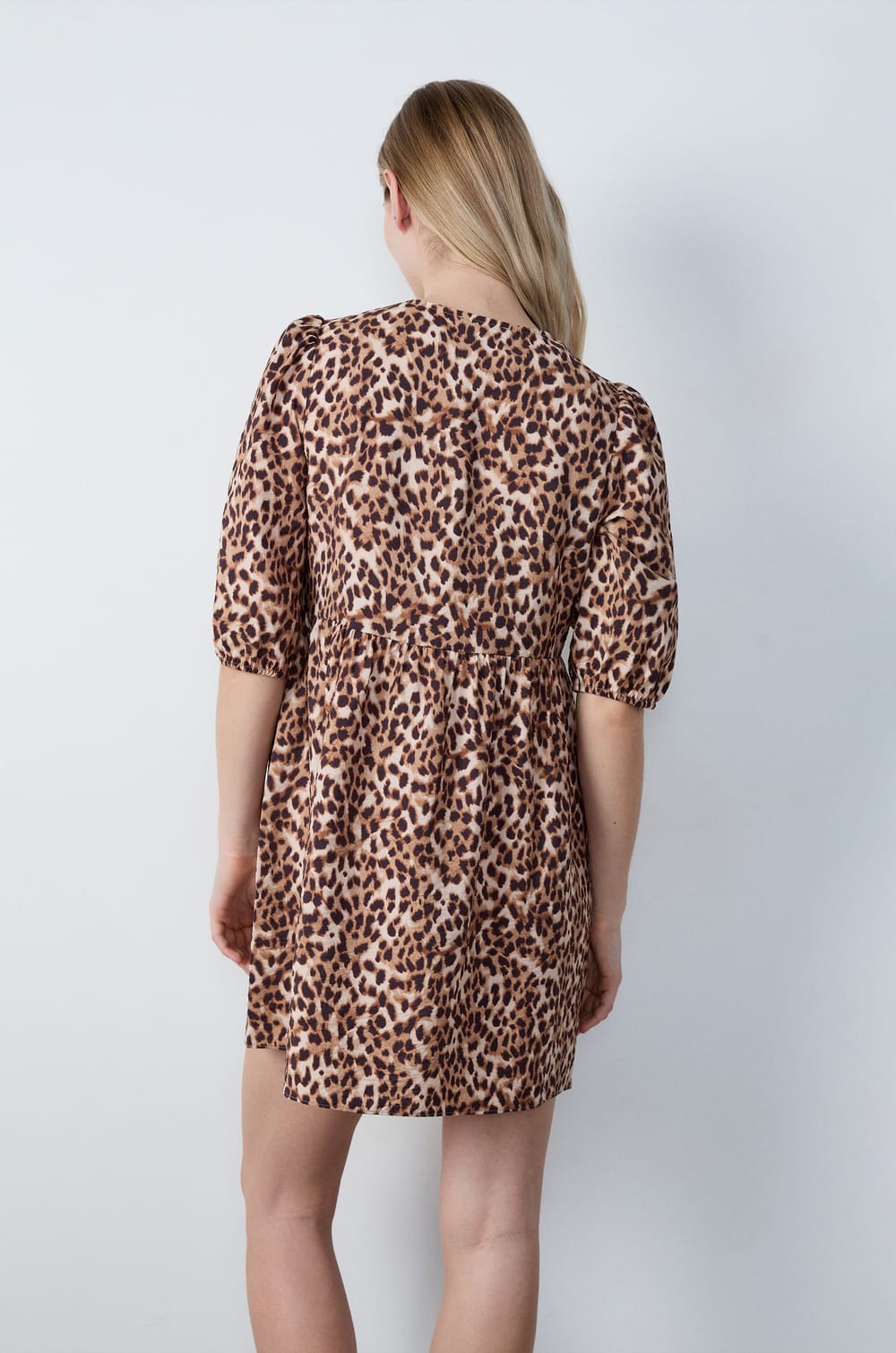 Leopard print front-tie dress;${refinementColor}