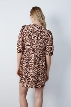 Leopard print front-tie dress;${refinementColor}