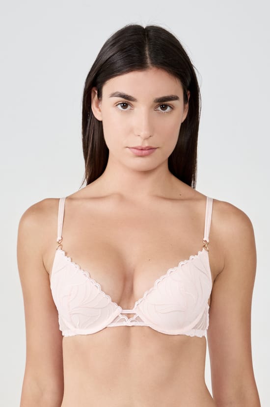 N.2 Bra - The plunge push-up bra in floral embroidery;${refinementColor}