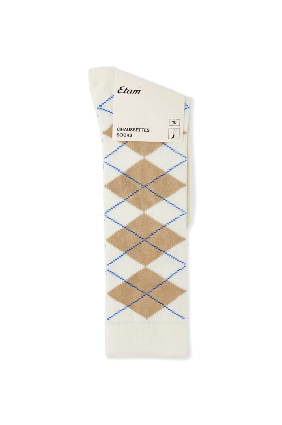 Chaussette &agrave; motifs argyle avec coton;${refinementColor}