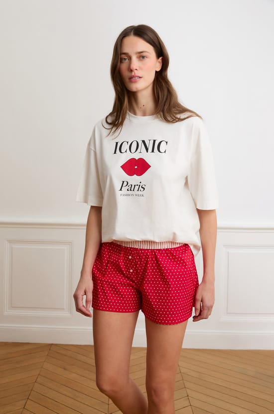 Short de pyjama &agrave; pois avec coton;${refinementColor}