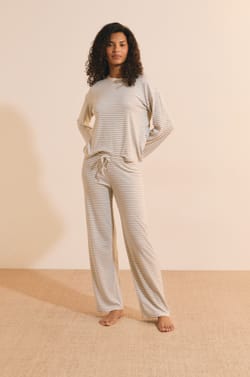 Pantalon de pyjama &agrave; rayures avec cordon de serrage;${refinementColor}